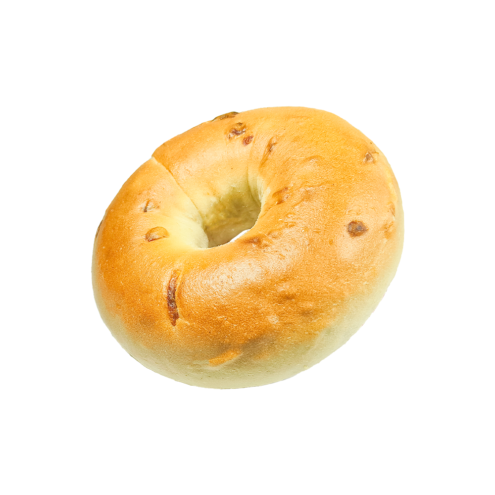 Bagel de cebolla asada con sabor salado y sabroso