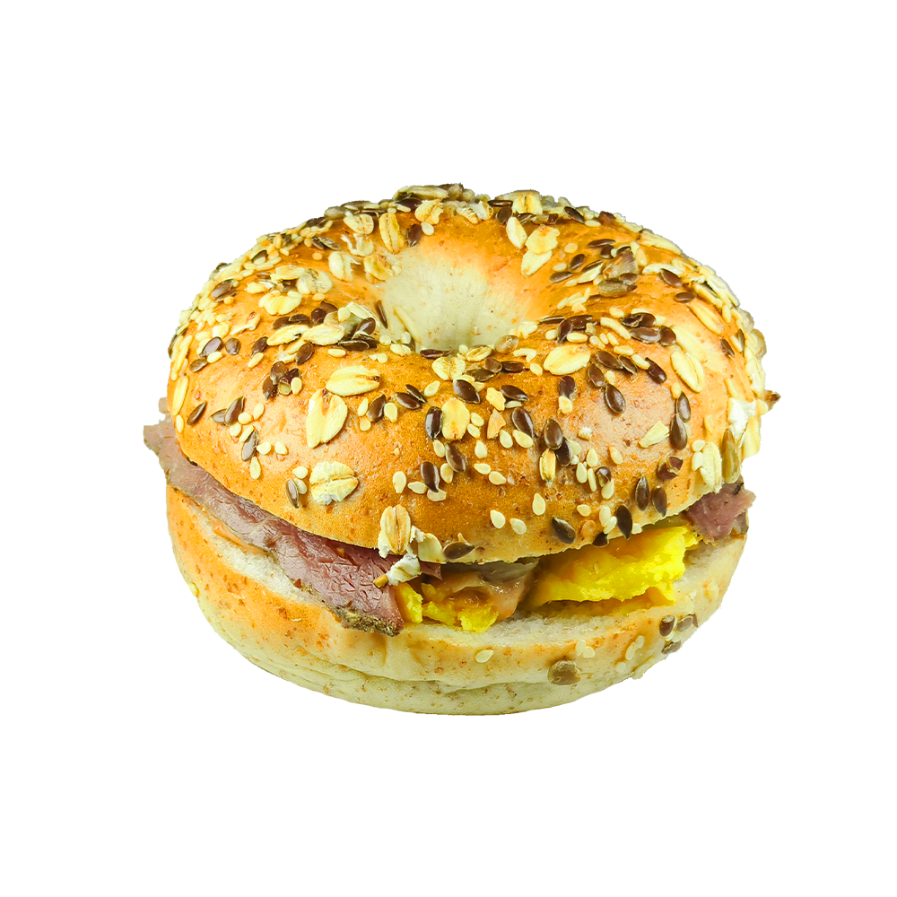Bagel de queso y carne de res asado a fuego lento con chucrut