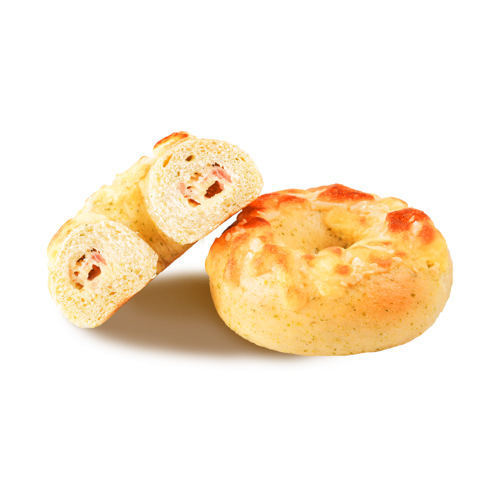 Bagel De Patata Dorada Y Crujiente Con Tocino